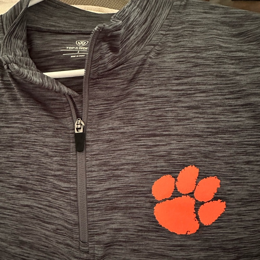 Clemson Quarter Zip Gray Performance Size Large NWOT